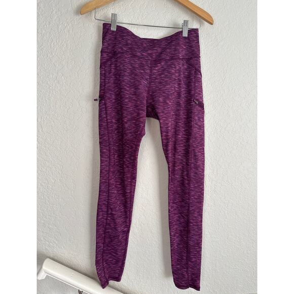 Z by Zobha Purple Space Dye Leggings Size Small Athleisure Athletic Zip Pockets - Picture 1 of 7